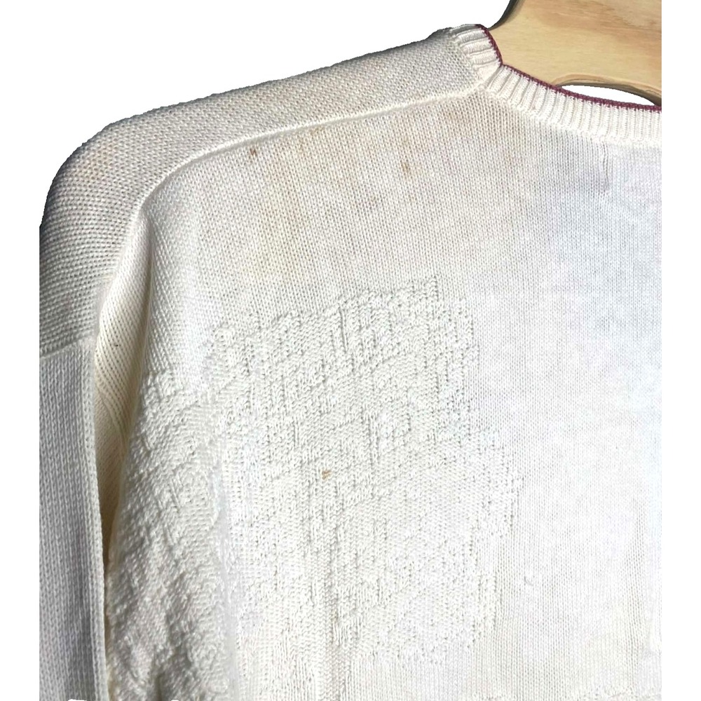 VTG Isle of Cotton Sweater Mens XL Textured Knit V Neck Pullover USA golf thrash - Picture 7 of 10